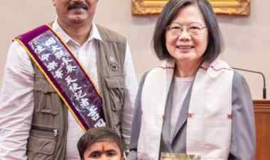 Taiwanese President adorned with Traditional Assamese gamocha